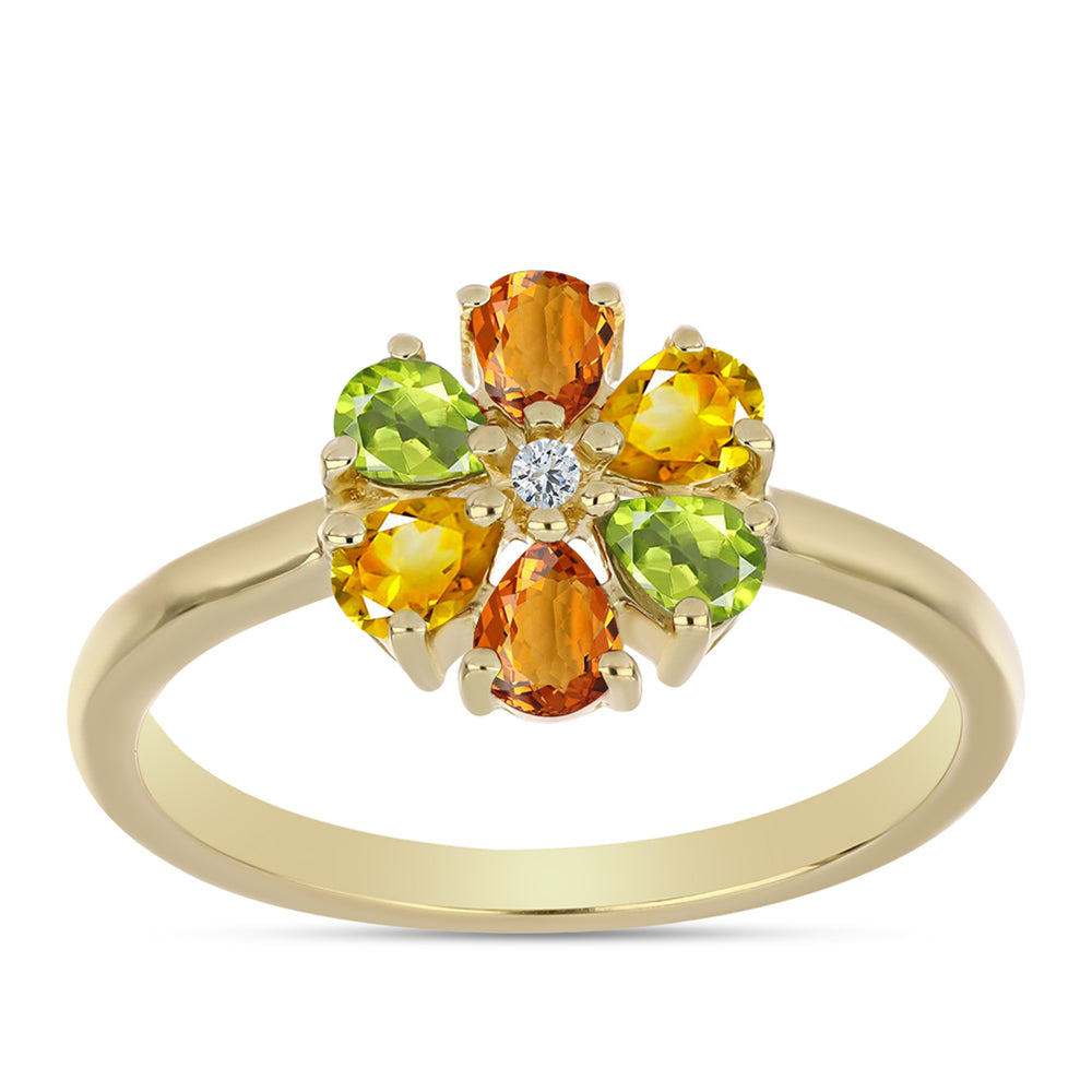 Pozlacené Stříbro 925/1000 - Prsten s Duhovým Safírem a Bílým Topazem - Karátové číslo: 1.16. přibližná hmotnost: 2.37 gramů