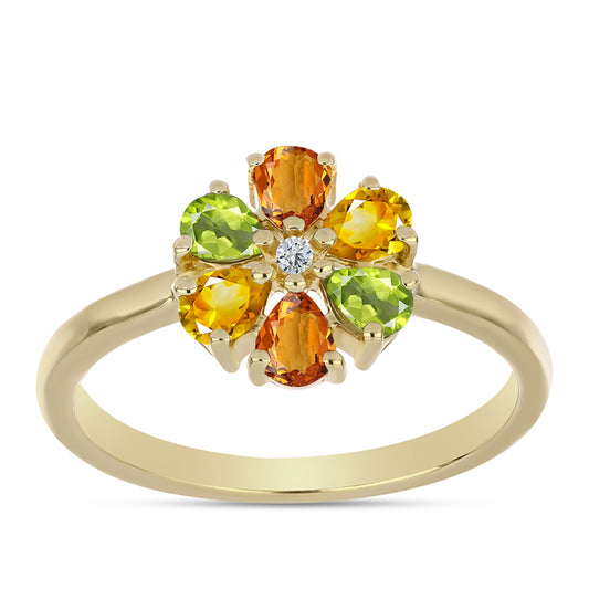 Pozlacené Stříbro 925/1000 - Prsten s Duhovým Safírem a Bílým Topazem - Karátové číslo: 1.16. přibližná hmotnost: 2.37 gramů