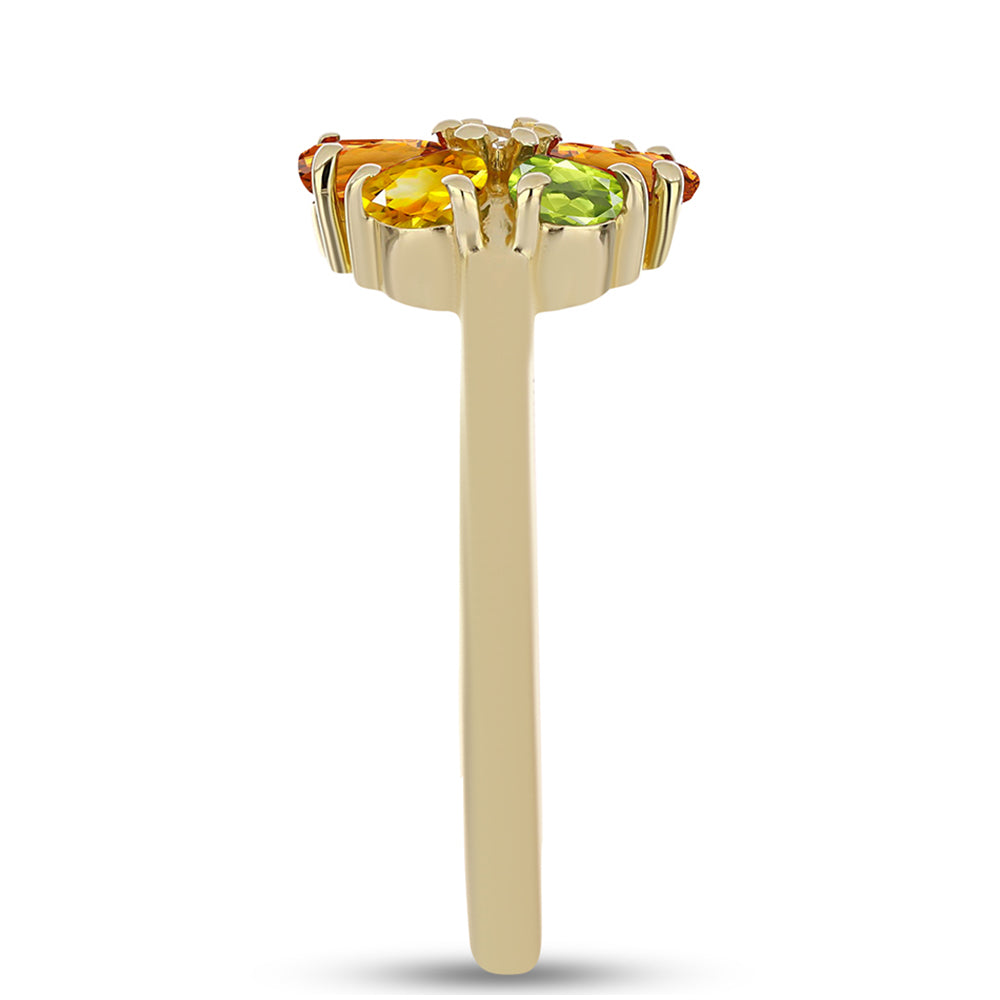 Pozlacené Stříbro 925/1000 - Prsten s Duhovým Safírem a Bílým Topazem - Karátové číslo: 1.16. přibližná hmotnost: 2.37 gramů 4 