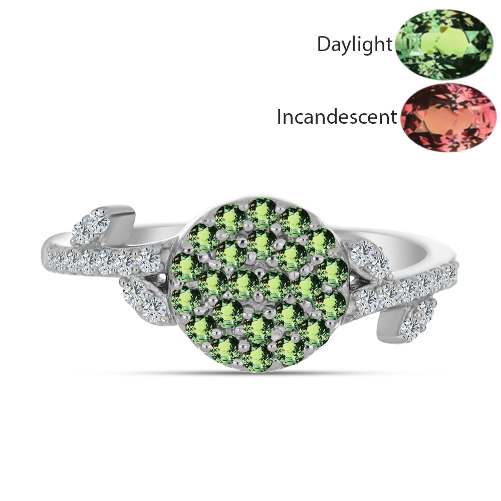 Stříbro 925/1000 - Prsten s Přírodním Alexandritem a Bílým Topazem - Karátové číslo: 0.63. přibližná hmotnost: 2.94 gramů 1 