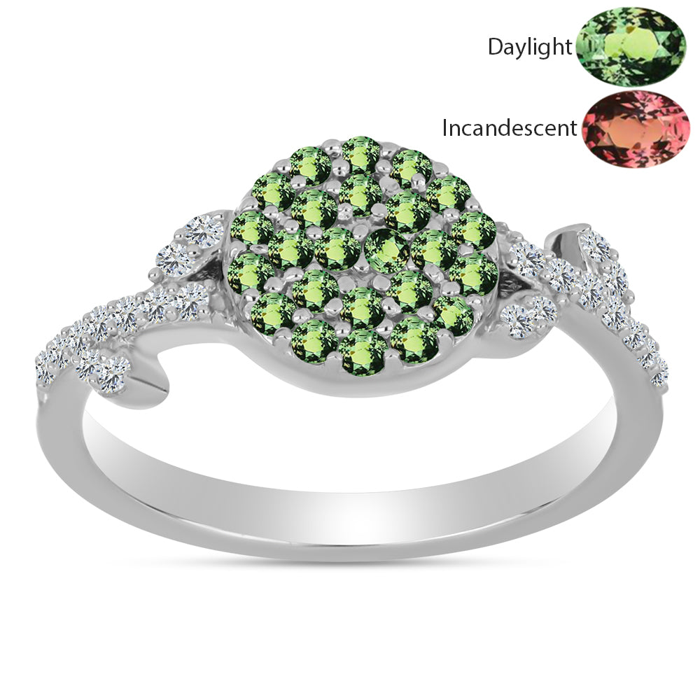 Stříbro 925/1000 - Prsten s Přírodním Alexandritem a Bílým Topazem - Karátové číslo: 0.63. přibližná hmotnost: 2.94 gramů 3 