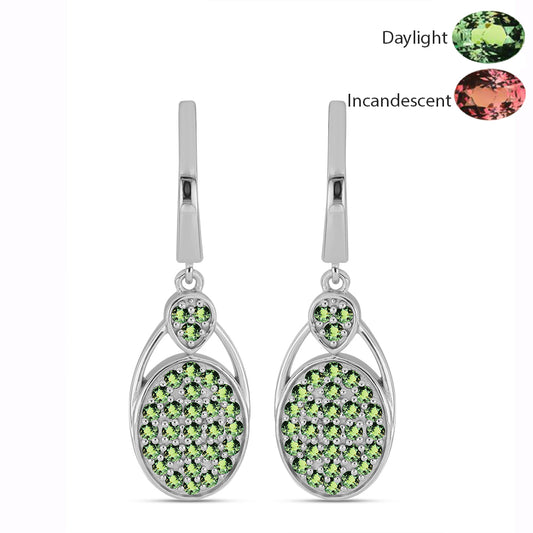 Stříbro 925/1000 Náušnice s Přírodním Alexandritem - Karátové číslo: 1.14. přibližná hmotnost: 5.79 gramů