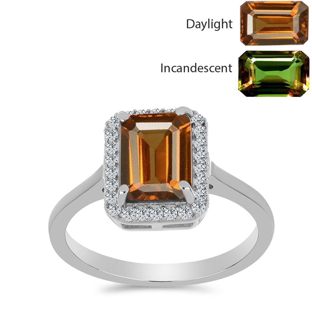 Stříbro 925/1000 Prsten s Certifikovaný Anatolským zultanitem pěstovaný v laboratoři a Bílým Topazem - Karátové číslo: 2.17. přibližná hmotnost: 2.62 gramů