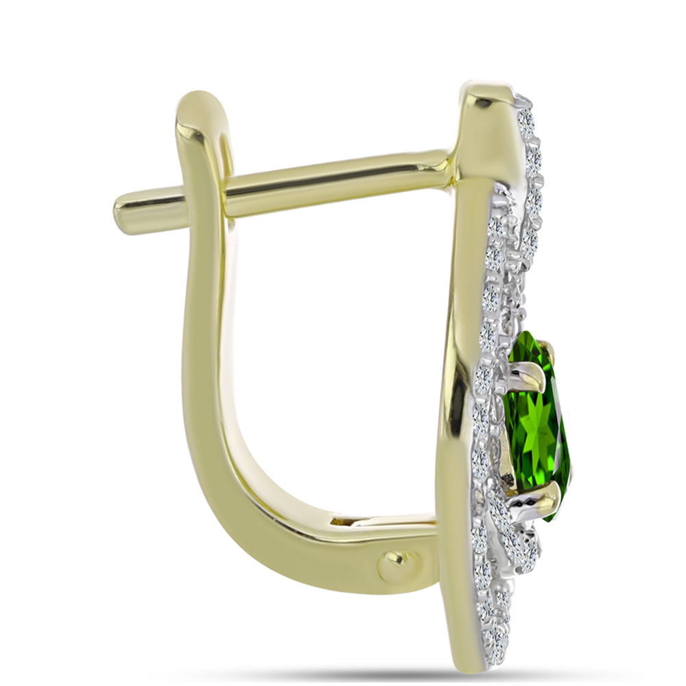 Pozlacené Stříbro 925/1000 - Náušnice s Duhovým Safírem a Bílým Topazem - Karátové číslo: 1.82. přibližná hmotnost: 4.51 gramů 2 