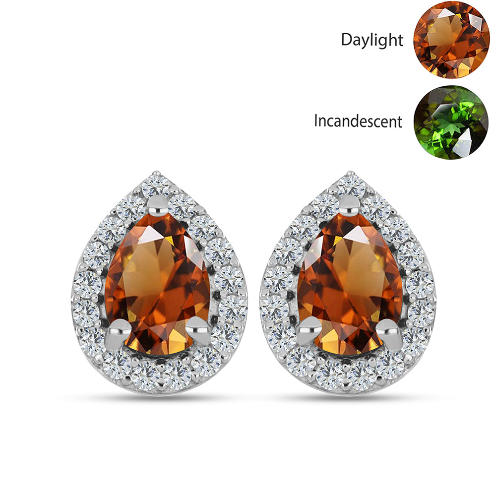 Stříbro 925/1000 - Náušnice s Certifikovaný Anatolským zultanitem pěstovaný v laboratoři a Bílým Topazem - Karátové číslo: 1.97. přibližná hmotnost: 2.32 gramů 1 