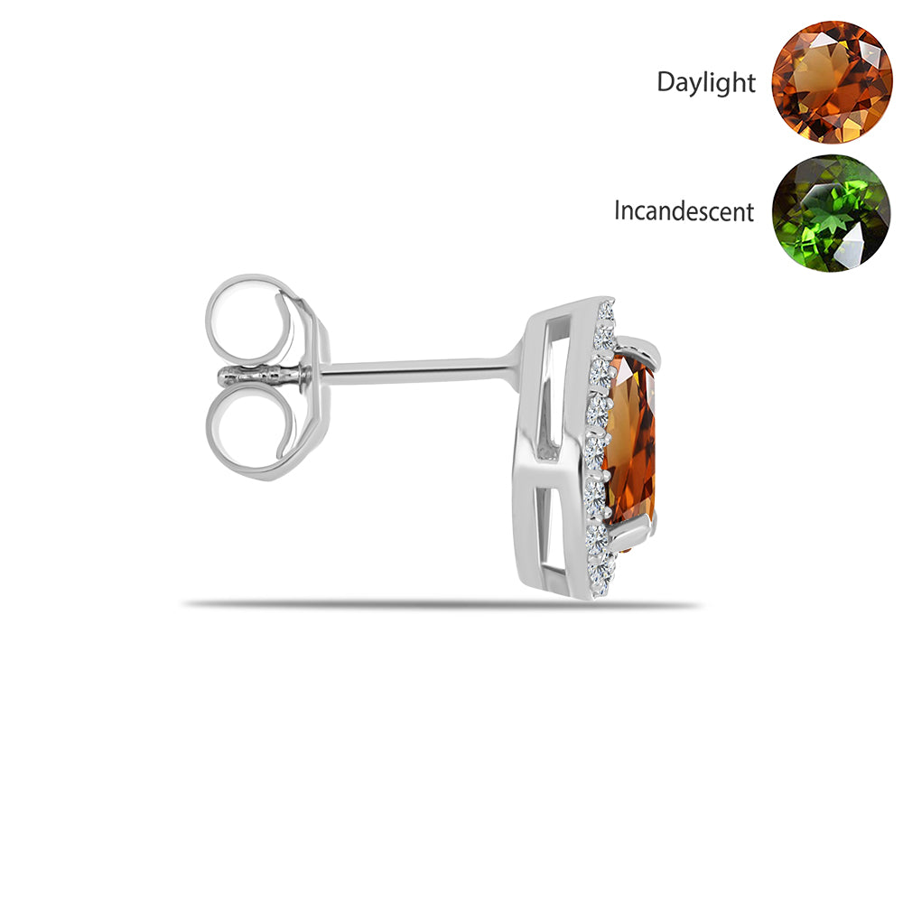 Stříbro 925/1000 - Náušnice s Certifikovaný Anatolským zultanitem pěstovaný v laboratoři a Bílým Topazem - Karátové číslo: 1.97. přibližná hmotnost: 2.32 gramů 2 