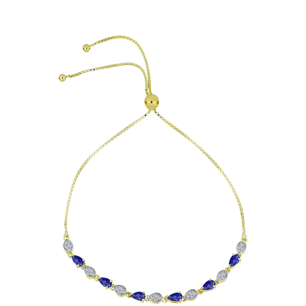 Pozlacené stříbro 925/1000 Náramek s Lapisem Lazuli a Bílým Topazem - Karátové číslo: 1.58. přibližná hmotnost: 4.88 gramů 1 