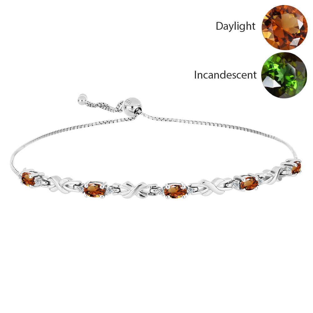 Stříbro 925/1000 Náramek s Certifikovaný Anatolským zultanitem pěstovaný v laboratoři a Bílým Topazem - Karátové číslo: 1.57. přibližná hmotnost: 5.64 gramů 1 