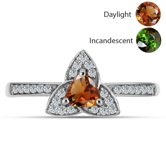 Stříbrný Prsten s Certifikovaný Anatolským zultanitem pěstovaný v laboratoři a Bílým Topazem