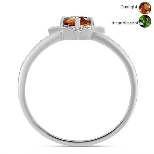Stříbrný Prsten s Certifikovaný Anatolským zultanitem pěstovaný v laboratoři a Bílým Topazem