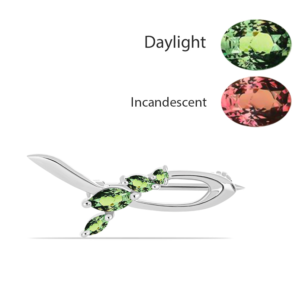 Stříbro 925/1000 - Brož s Přírodním Alexandritem - Karátové číslo: 0.45. přibližná hmotnost: 1.81 gramů 1 