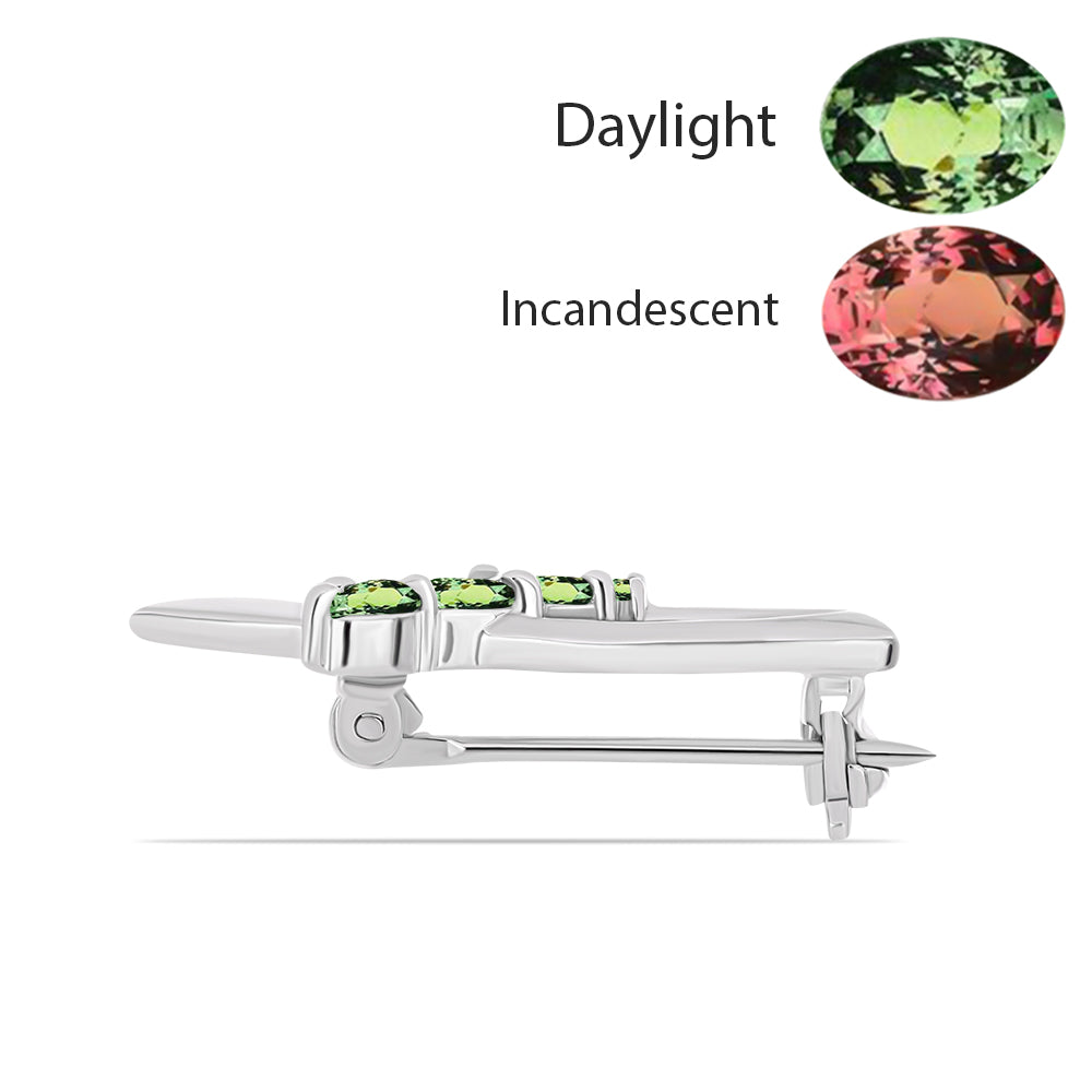 Stříbro 925/1000 - Brož s Přírodním Alexandritem - Karátové číslo: 0.45. přibližná hmotnost: 1.81 gramů 2 