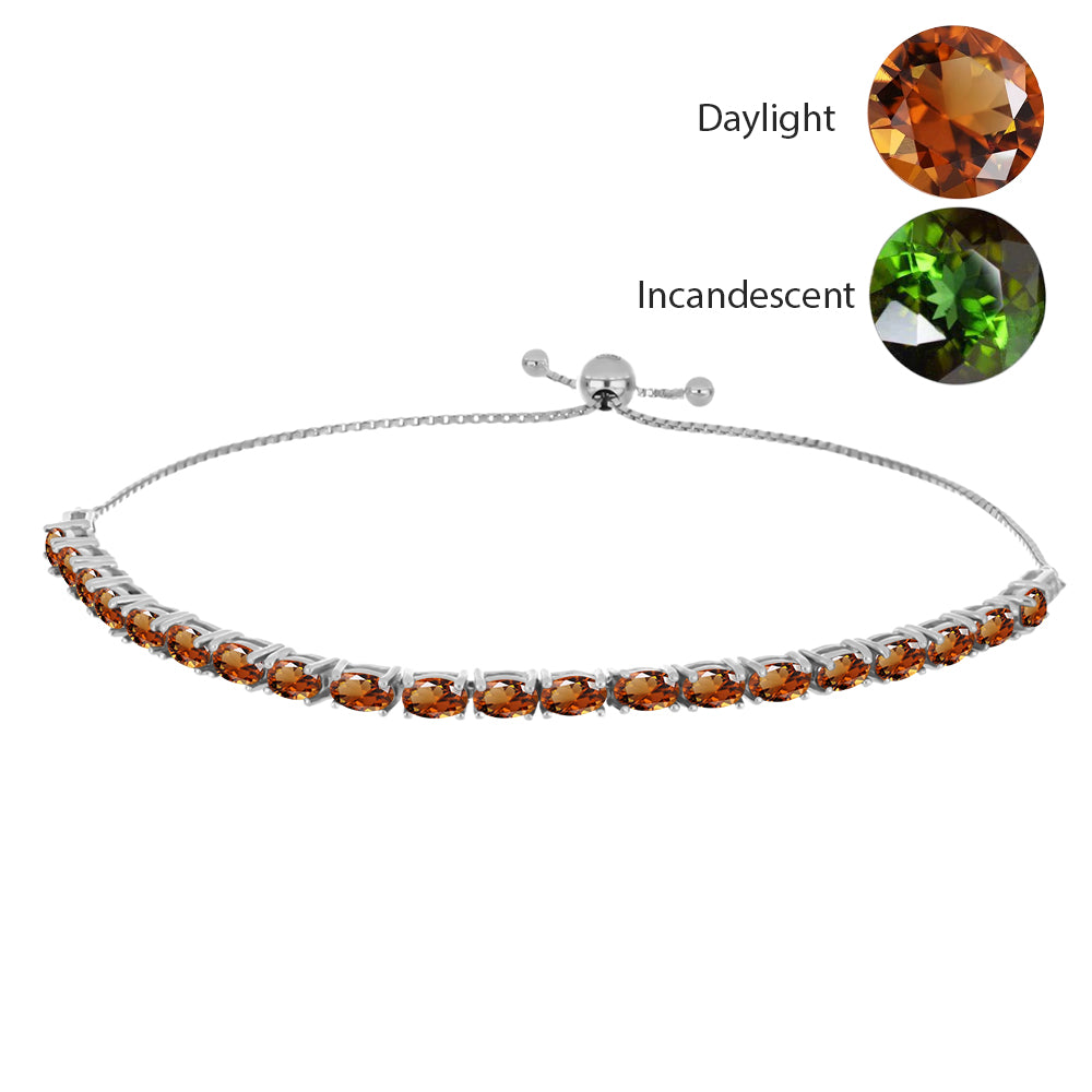 Stříbrný Náramek s Certifikovaný Anatolským zultanitem pěstovaný v laboratoři a Bílým Topazem 1 