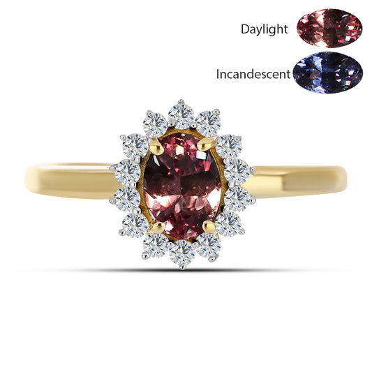 Pozlacený Stříbrný Prsten s Tsivorským Měňavým Granátem a Bílým Topazem