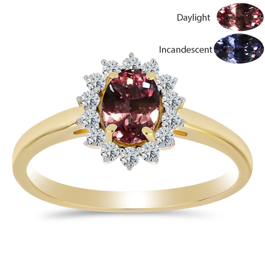 Pozlacený Stříbrný Prsten s Tsivorským Měňavým Granátem a Bílým Topazem