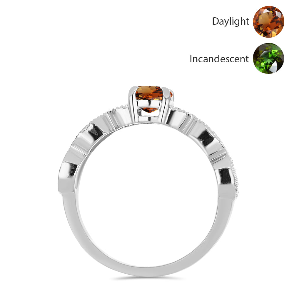 Stříbro 925/1000 - Prsten s Certifikovaný Anatolským zultanitem pěstovaný v laboratoři a Bílým Topazem - Karátové číslo: 1.02. přibližná hmotnost: 3.06 gramů