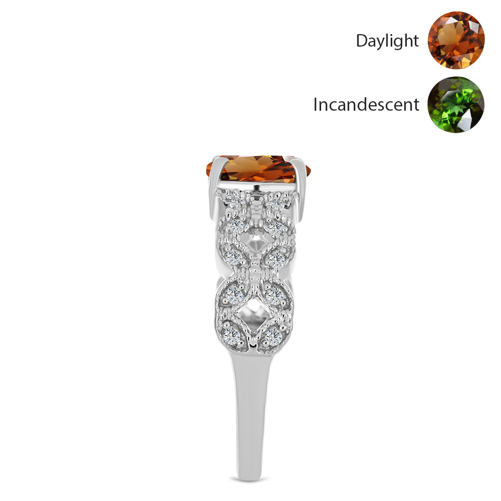 Stříbro 925/1000 - Prsten s Certifikovaný Anatolským zultanitem pěstovaný v laboratoři a Bílým Topazem - Karátové číslo: 1.02. přibližná hmotnost: 3.06 gramů 4 