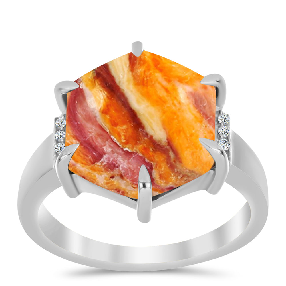 Stříbrný Prsten s jaspisem (Lví tlapa) a Bílým Topazem 3 