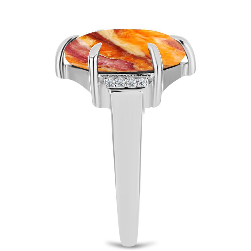 Stříbrný Prsten s jaspisem (Lví tlapa) a Bílým Topazem 4 