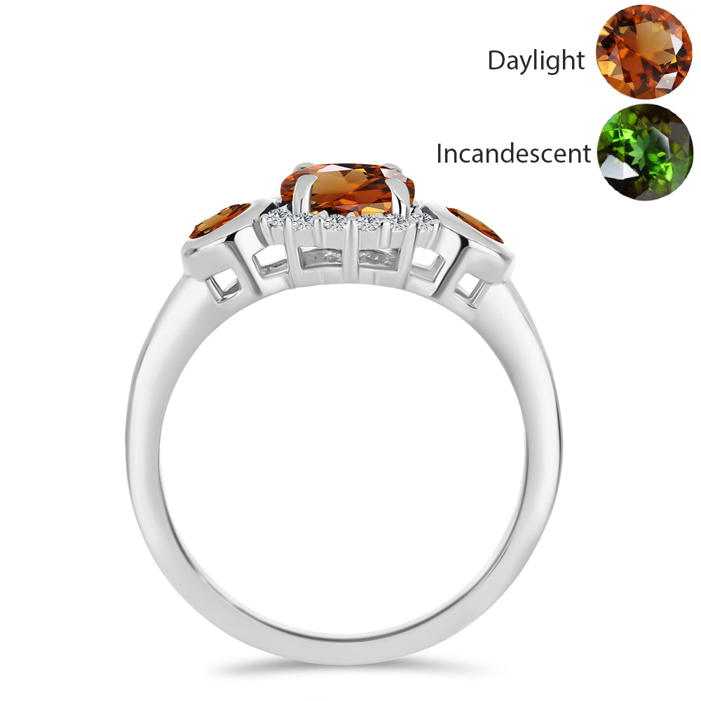 Stříbro 925/1000 - Prsten s Certifikovaný Anatolským zultanitem pěstovaný v laboratoři a Bílým Topazem - Karátové číslo: 1.43. přibližná hmotnost: 2.69 gramů 2 