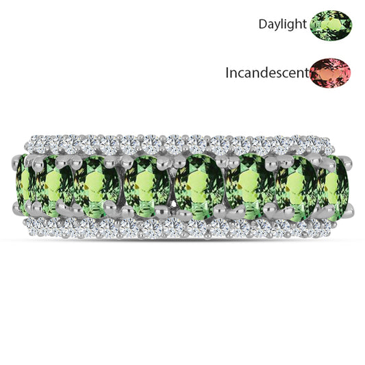 Stříbrný Prsten s Přírodním Alexandritem a Bílým Topazem