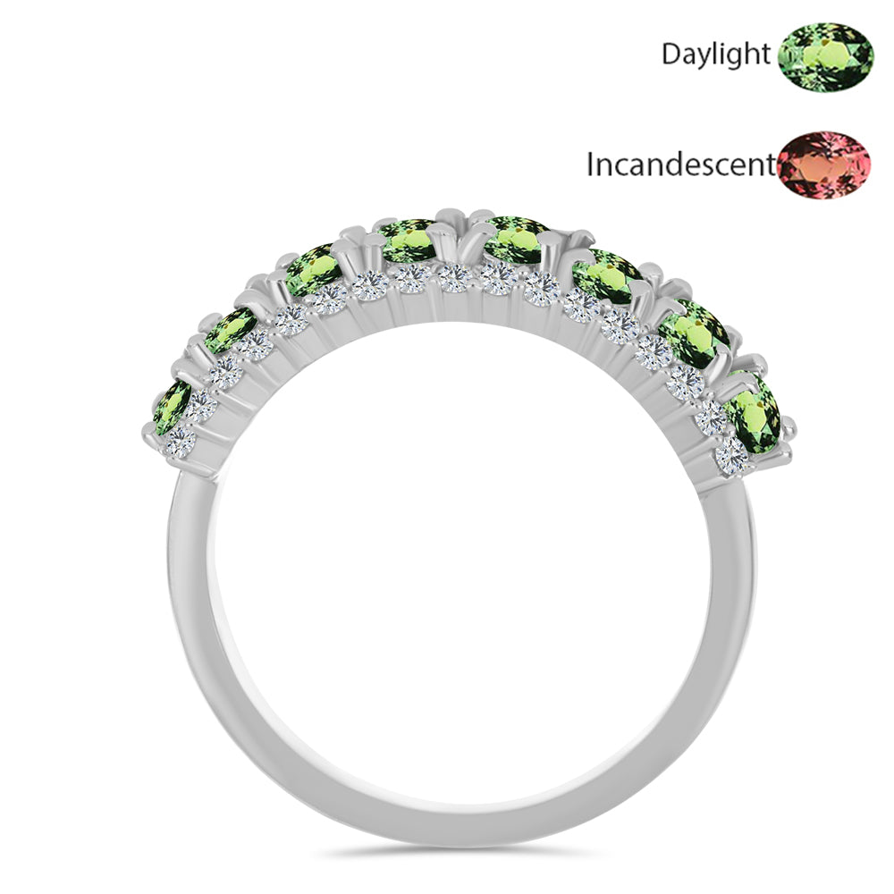Stříbrný Prsten s Přírodním Alexandritem a Bílým Topazem 2 