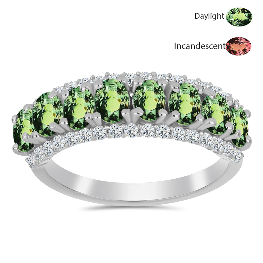 Stříbrný Prsten s Přírodním Alexandritem a Bílým Topazem 3 