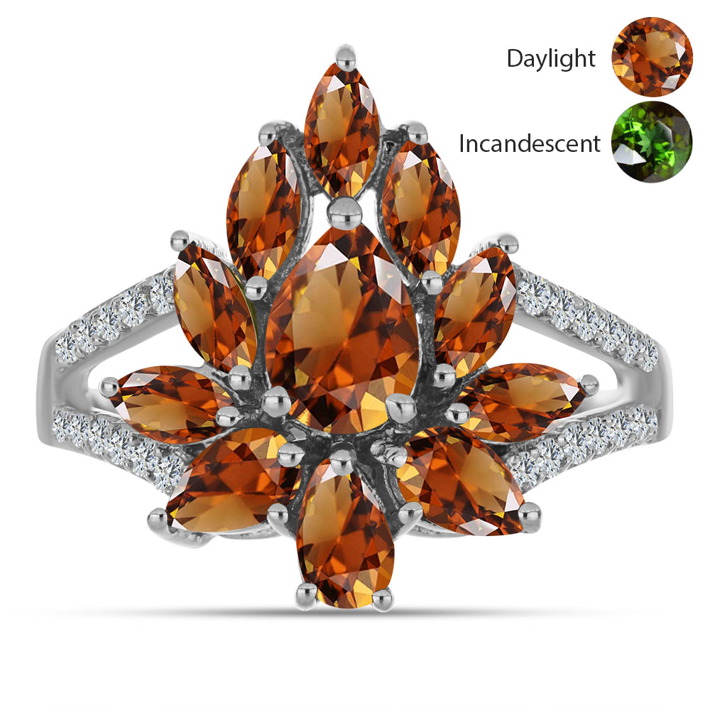 Stříbrný Prsten s Certifikovaný Anatolským zultanitem pěstovaný v laboratoři a Bílým Topazem 1 