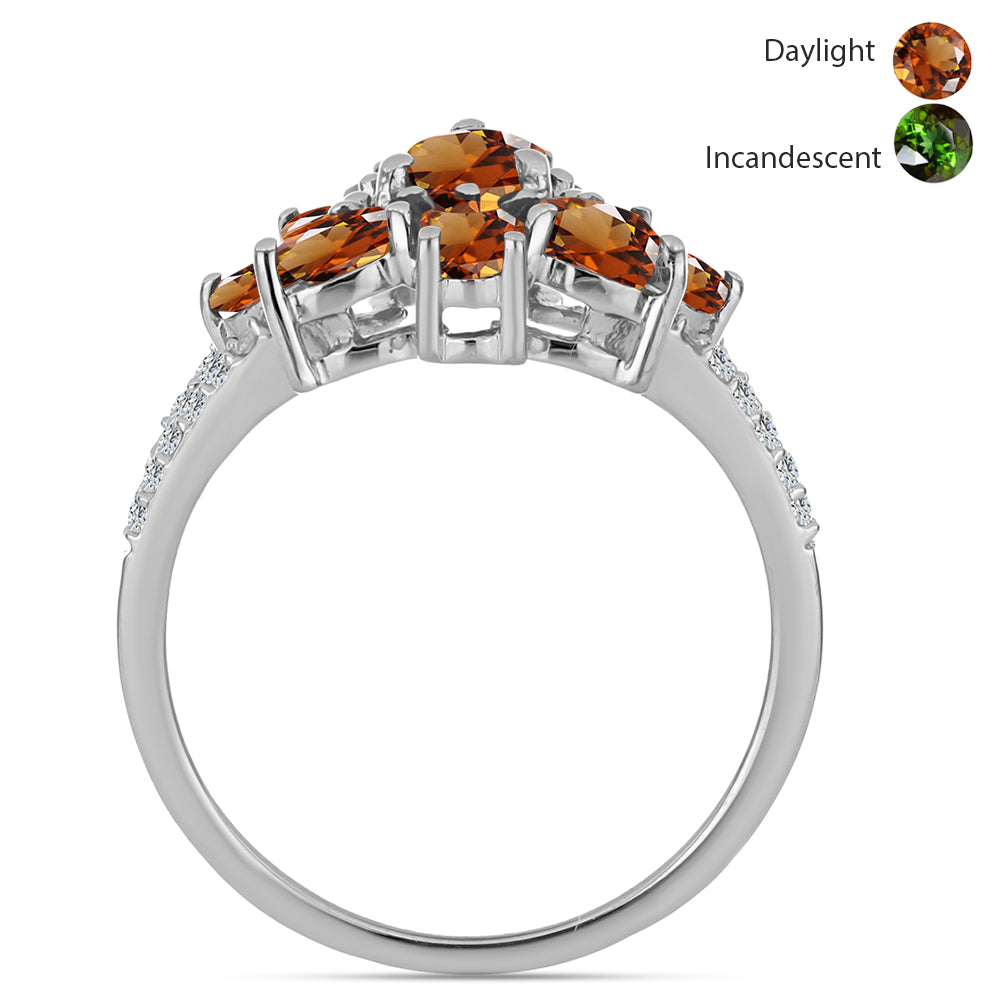 Stříbrný Prsten s Certifikovaný Anatolským zultanitem pěstovaný v laboratoři a Bílým Topazem 2 