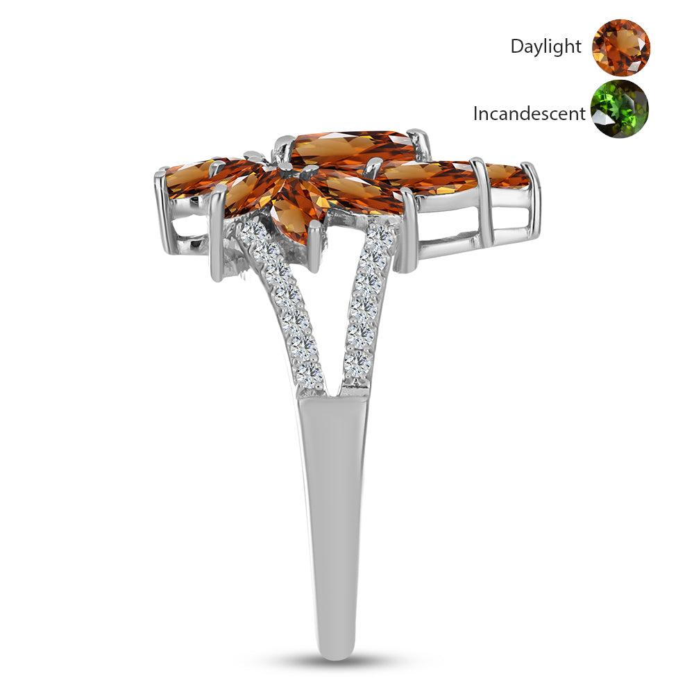 Stříbrný Prsten s Certifikovaný Anatolským zultanitem pěstovaný v laboratoři a Bílým Topazem