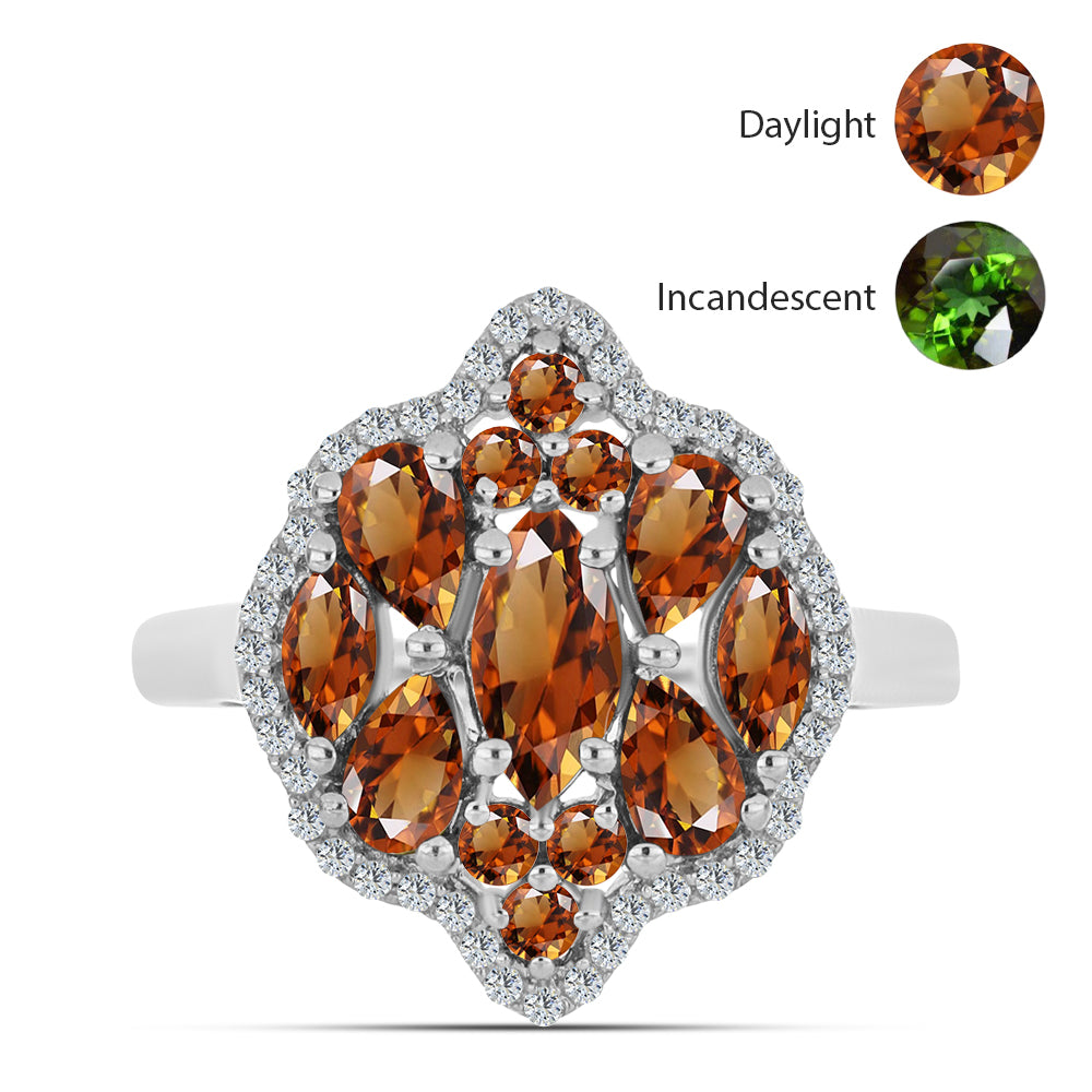 Stříbro 925/1000 Prsten s Certifikovaný Anatolským zultanitem pěstovaný v laboratoři a Bílým Topazem - Karátové číslo: 2.47. přibližná hmotnost: 4.77 gramů 1 