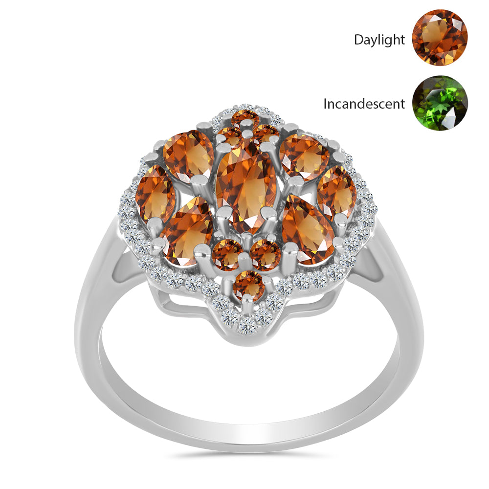 Stříbro 925/1000 Prsten s Certifikovaný Anatolským zultanitem pěstovaný v laboratoři a Bílým Topazem - Karátové číslo: 2.47. přibližná hmotnost: 4.77 gramů 3 