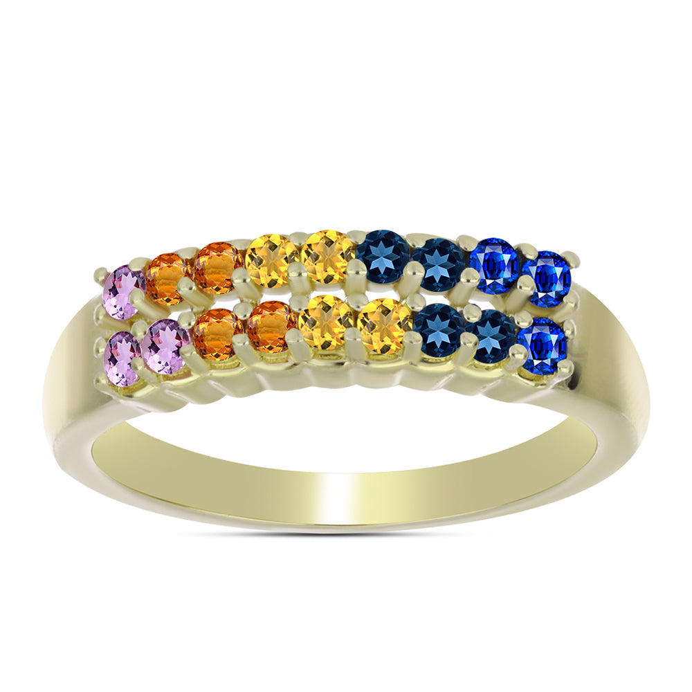 Pozlacený Stříbrný Prsten s Duhovým Safírem 1 