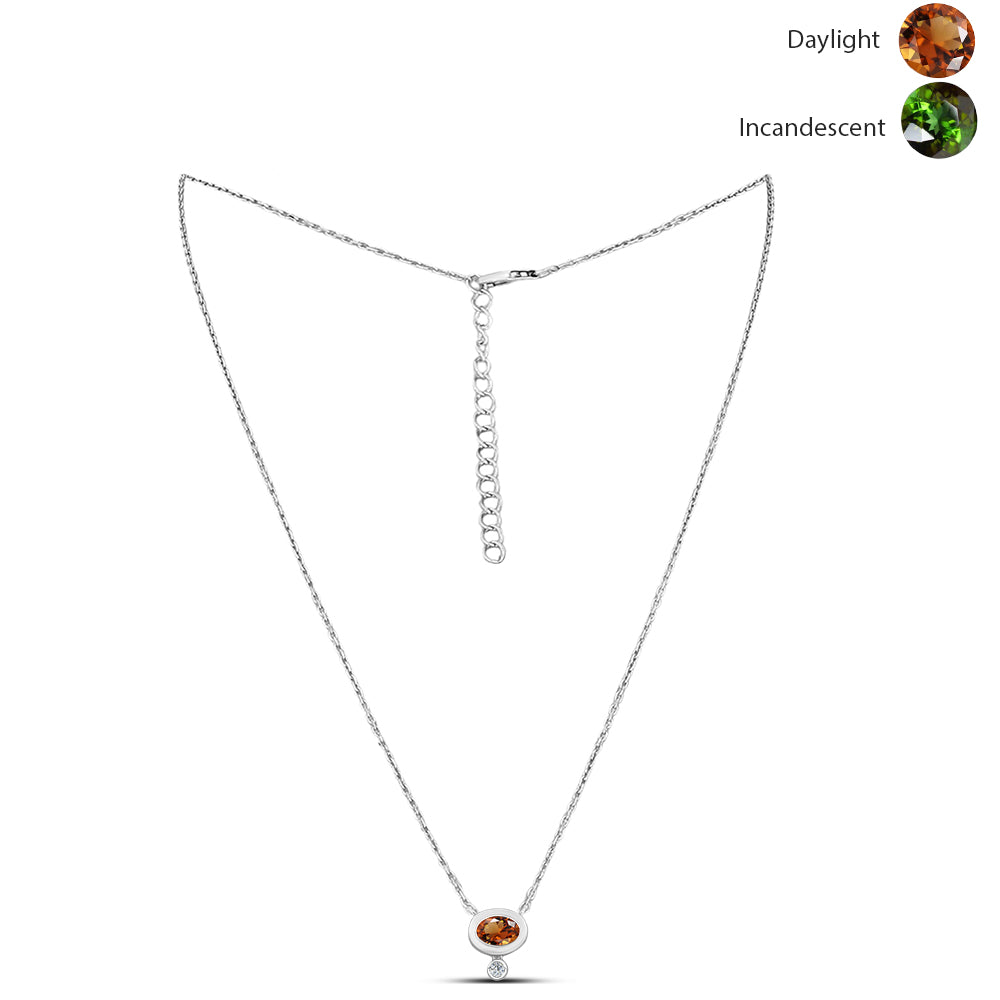 Stříbro 925/1000 - Náhrdelník s Certifikovaný Anatolským zultanitem pěstovaný v laboratoři a Bílým Topazem - Karátové číslo: 0.99. přibližná hmotnost: 3.65 gramů