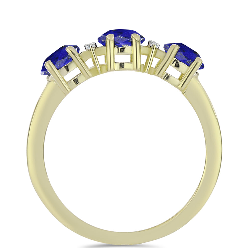 Pozlacený Stříbrný Prsten s Lapisem Lazuli a Bílým Topazem 3 