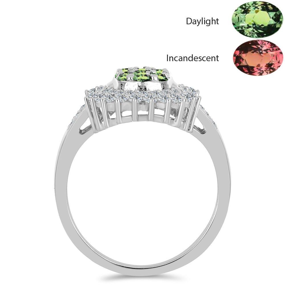 Stříbro 925/1000 - Prsten s Přírodním Alexandritem a Bílým Topazem - Karátové číslo: 1.3. přibližná hmotnost: 4.16 gramů 2 