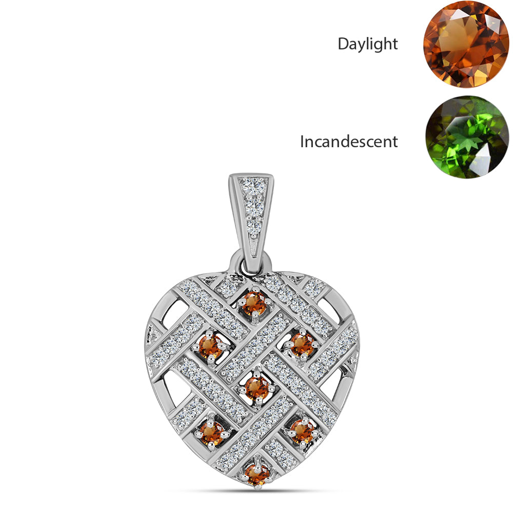 Stříbro 925/1000 - Přívěsek s Certifikovaný Anatolským zultanitem pěstovaný v laboratoři a Bílým Topazem - Karátové číslo: 0.76. přibližná hmotnost: 3.19 gramů 1 