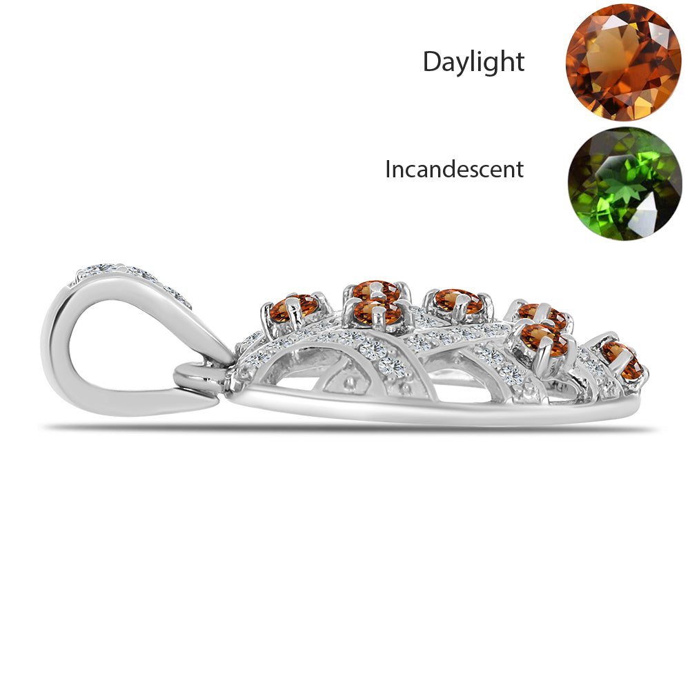 Stříbro 925/1000 - Přívěsek s Certifikovaný Anatolským zultanitem pěstovaný v laboratoři a Bílým Topazem - Karátové číslo: 0.76. přibližná hmotnost: 3.19 gramů 2 