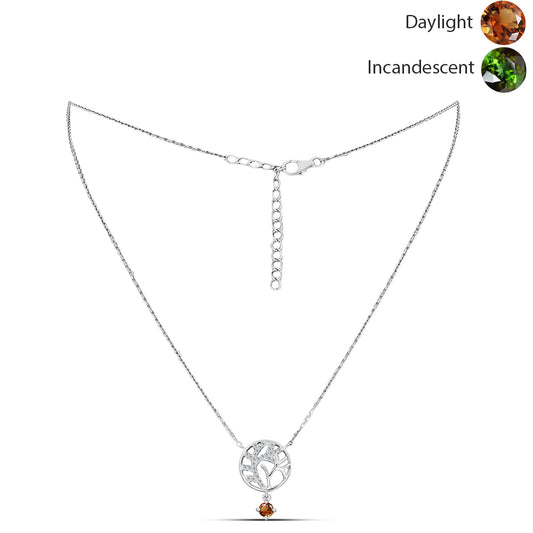 Stříbro 925/1000 - Náhrdelník s Certifikovaný Anatolským zultanitem pěstovaný v laboratoři a Bílým Topazem - Karátové číslo: 0.51. přibližná hmotnost: 4.19 gramů