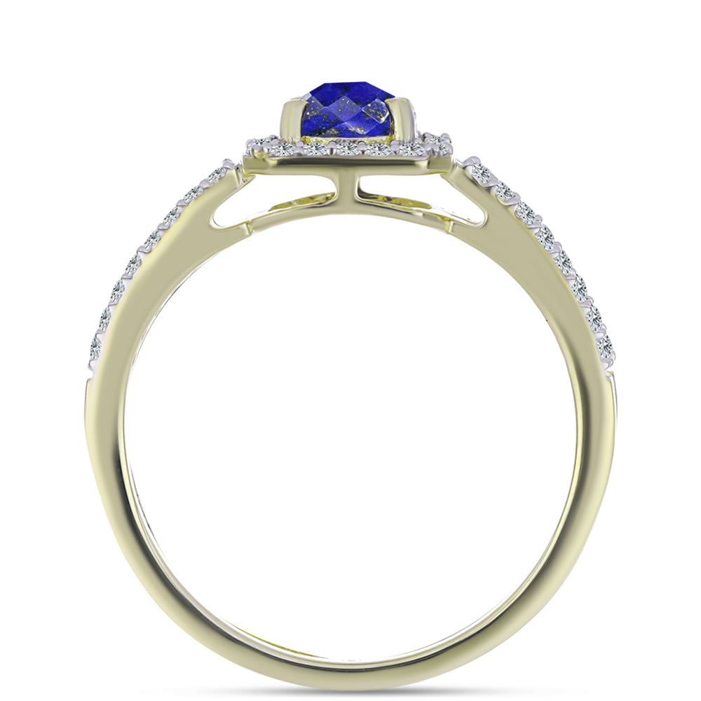 Pozlacený Stříbrný Prsten s Lapisem Lazuli a Bílým Topazem