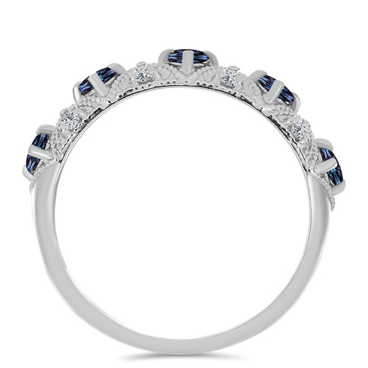 Stříbrný Prsten s "Císařský Fialový" Moissanitem a Bílým Topazem