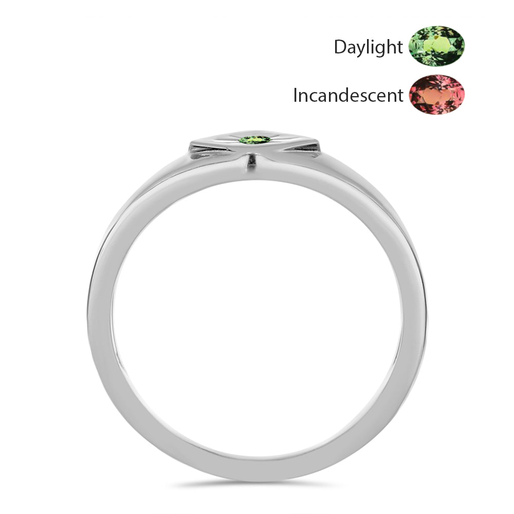 Stříbro 925/1000 - Prsten s Přírodním Alexandritem - Karátové číslo: 0.04. přibližná hmotnost: 2.58 gramů
