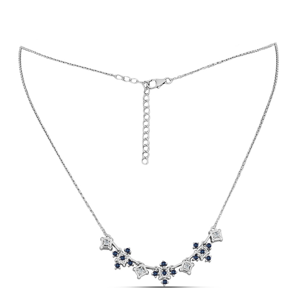 Stříbrný Náhrdelník s "Císařský Fialový" Moissanitem a Bílým Topazem 1 