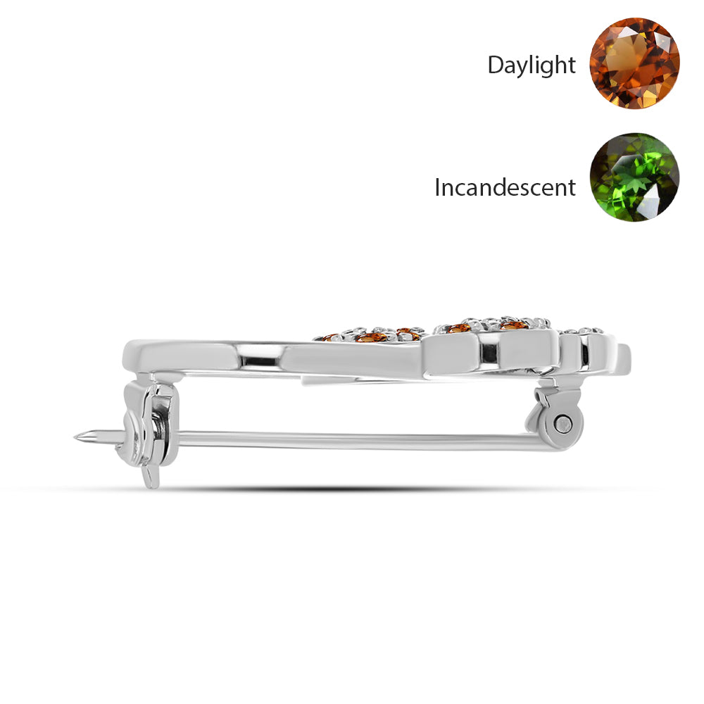 Stříbro 925/1000 - Brož s Certifikovaný Anatolským zultanitem pěstovaný v laboratoři - Karátové číslo: 0.88. přibližná hmotnost: 4.6 gramů