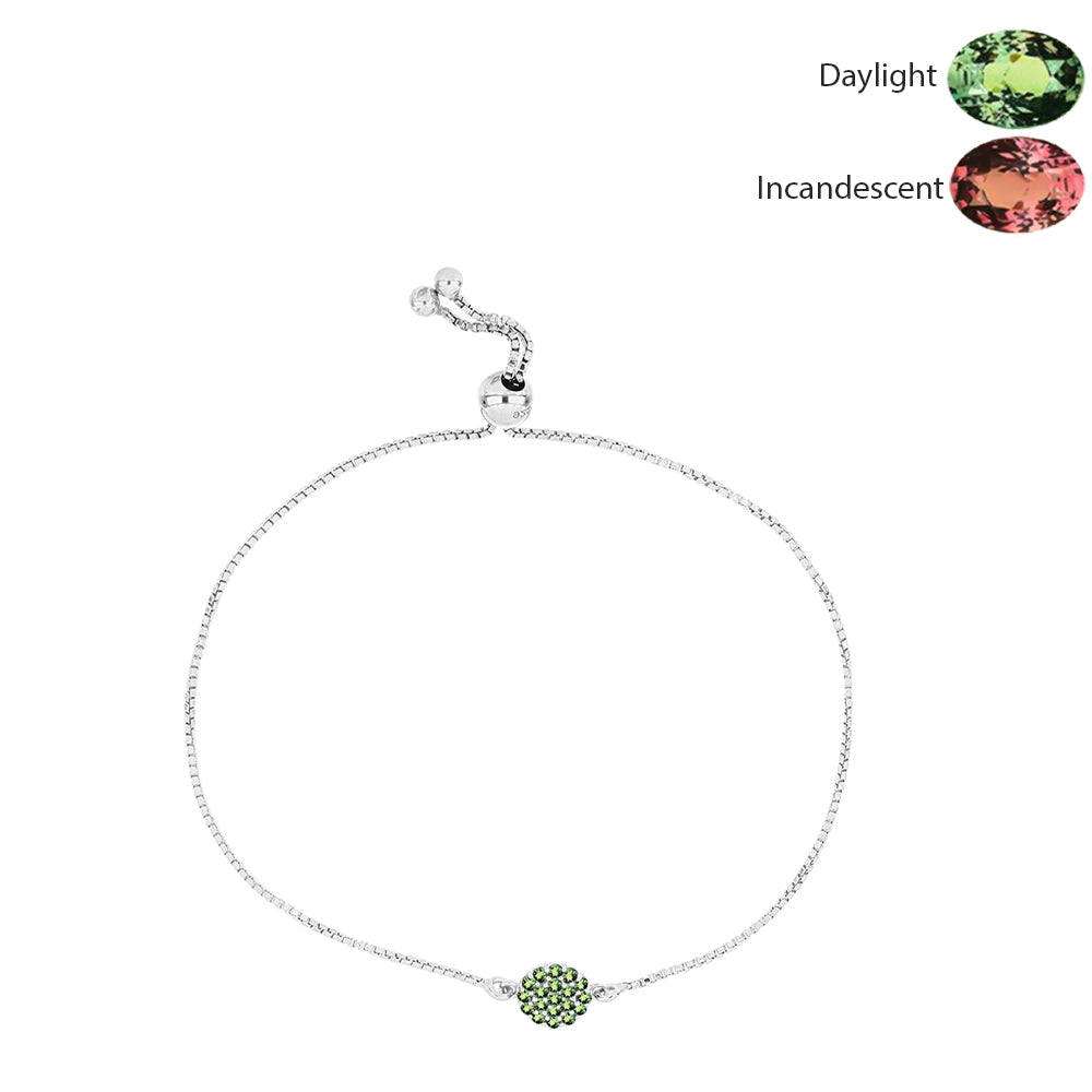 Stříbro 925/1000 - Náramek s Přírodním Alexandritem - Karátové číslo: 0.37. přibližná hmotnost: 2.56 gramů 1 