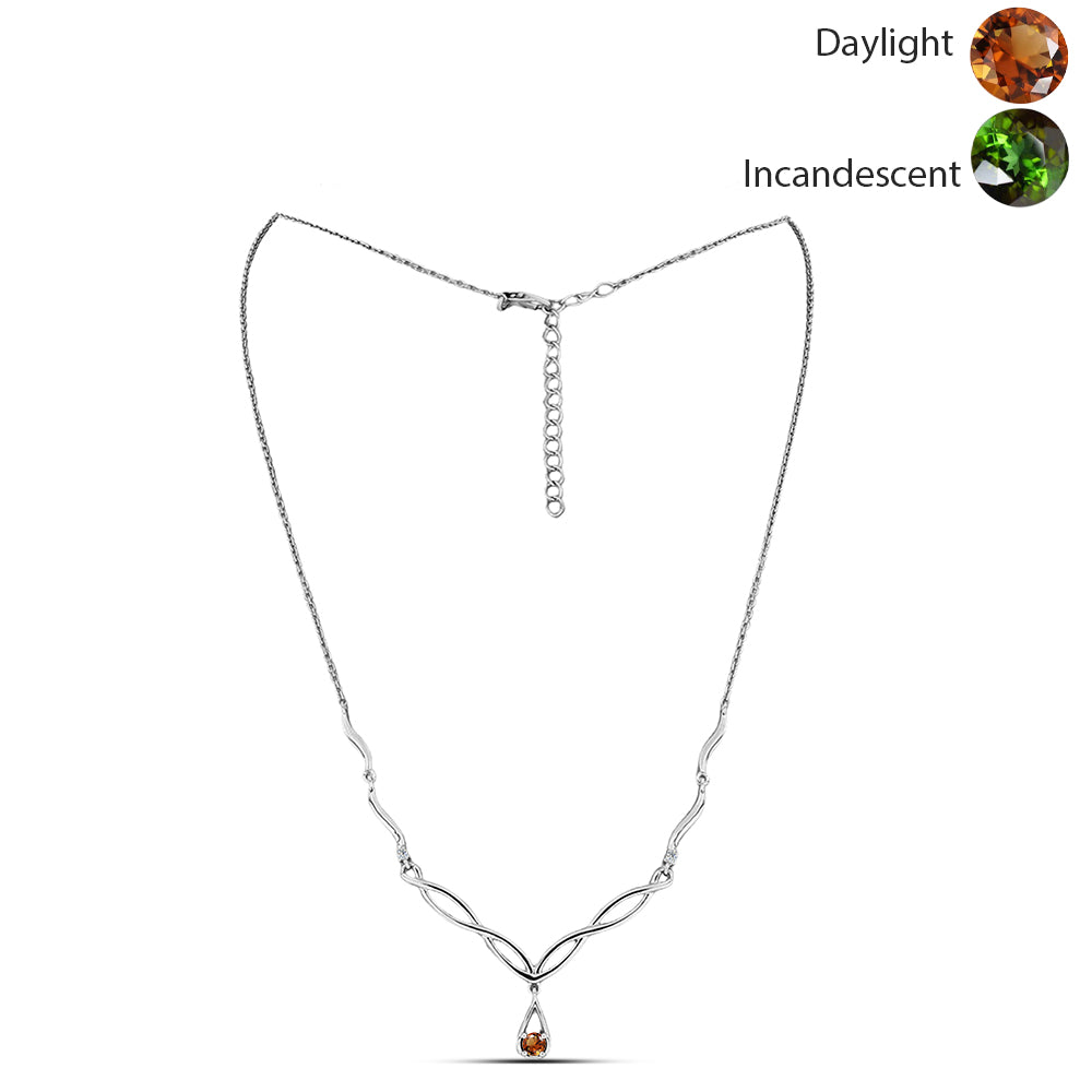 Stříbro 925/1000 - Náhrdelník s Certifikovaný Anatolským zultanitem pěstovaný v laboratoři a Bílým Topazem - Karátové číslo: 0.34. přibližná hmotnost: 6.57 gramů 1 