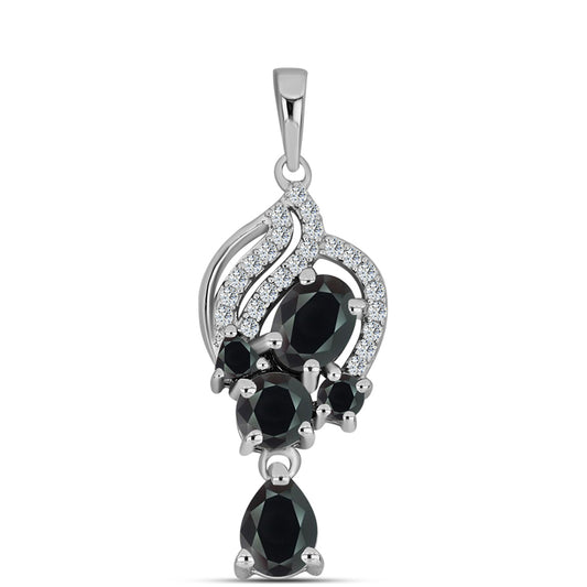 Stříbro 925/1000 - Přívěsek s Obsidiánem a Bílým Topazem - Karátové číslo: 1.86. přibližná hmotnost: 2.37 gramů