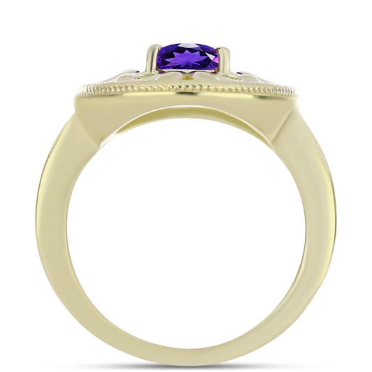 Pozlacené Stříbro 925/1000 - Prsten s Marockým Ametystem - Karátové číslo: 1.11. přibližná hmotnost: 5.04 gramů