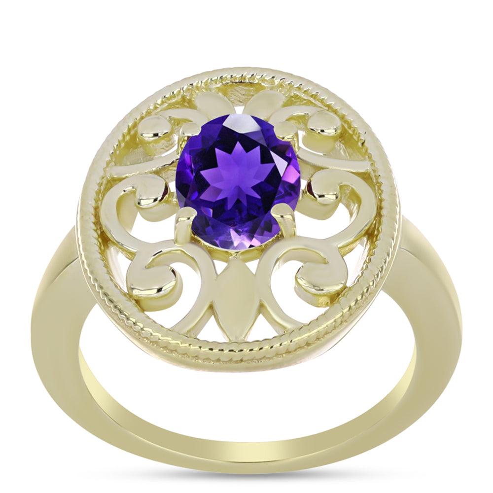 Pozlacené Stříbro 925/1000 - Prsten s Marockým Ametystem - Karátové číslo: 1.11. přibližná hmotnost: 5.04 gramů 3 