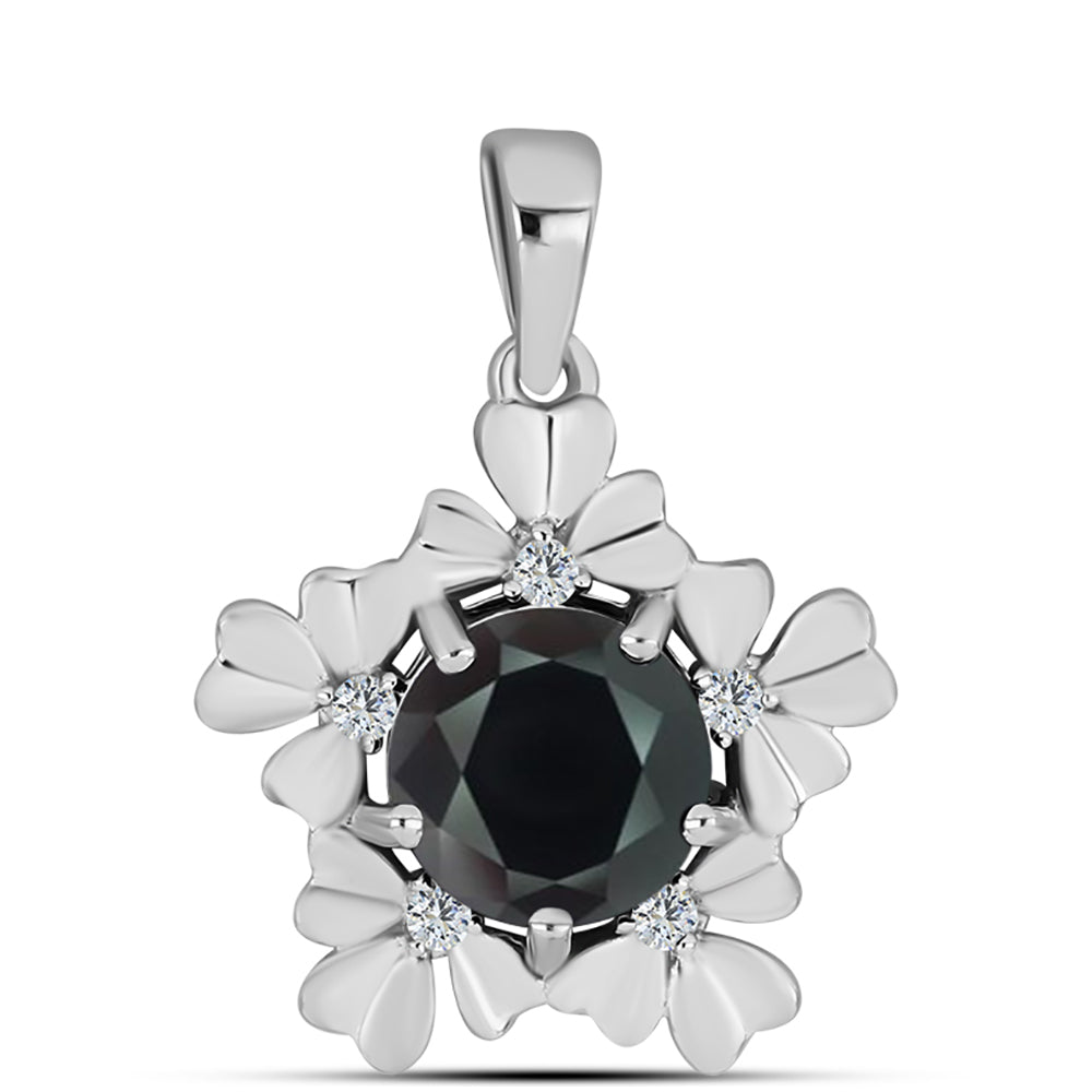 Stříbro 925/1000 - Přívěsek s Obsidiánem a Bílým Topazem - Karátové číslo: 1.76. přibližná hmotnost: 2.63 gramů 1 